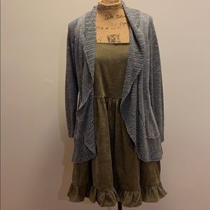 Olive green corduroy jumper dress
